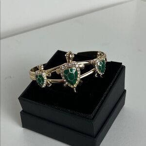 Elegant Gold Turtle Bracelet with Green Accents